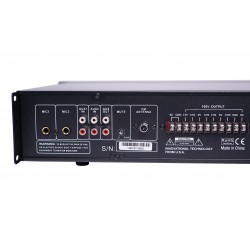 IPA360 Public Address mixer forstærker 360w, 6 zoner højttalere med volumenkontrol, , 100V / 70V