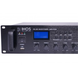 IPA360 Public Address mixer forstærker 360w, 6 zoner højttalere med volumenkontrol, , 100V / 70V